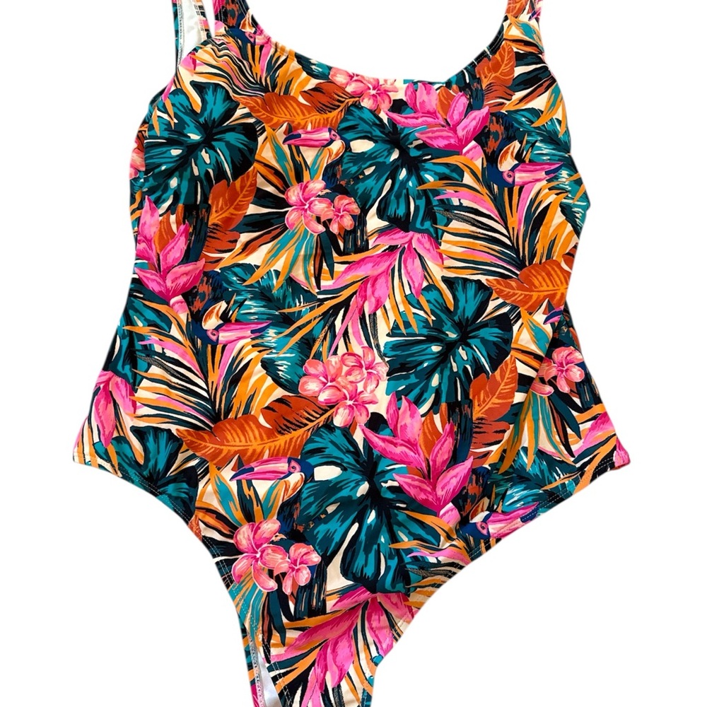 Decree Pink and Orange One Piece Swimsuit Tropical Design